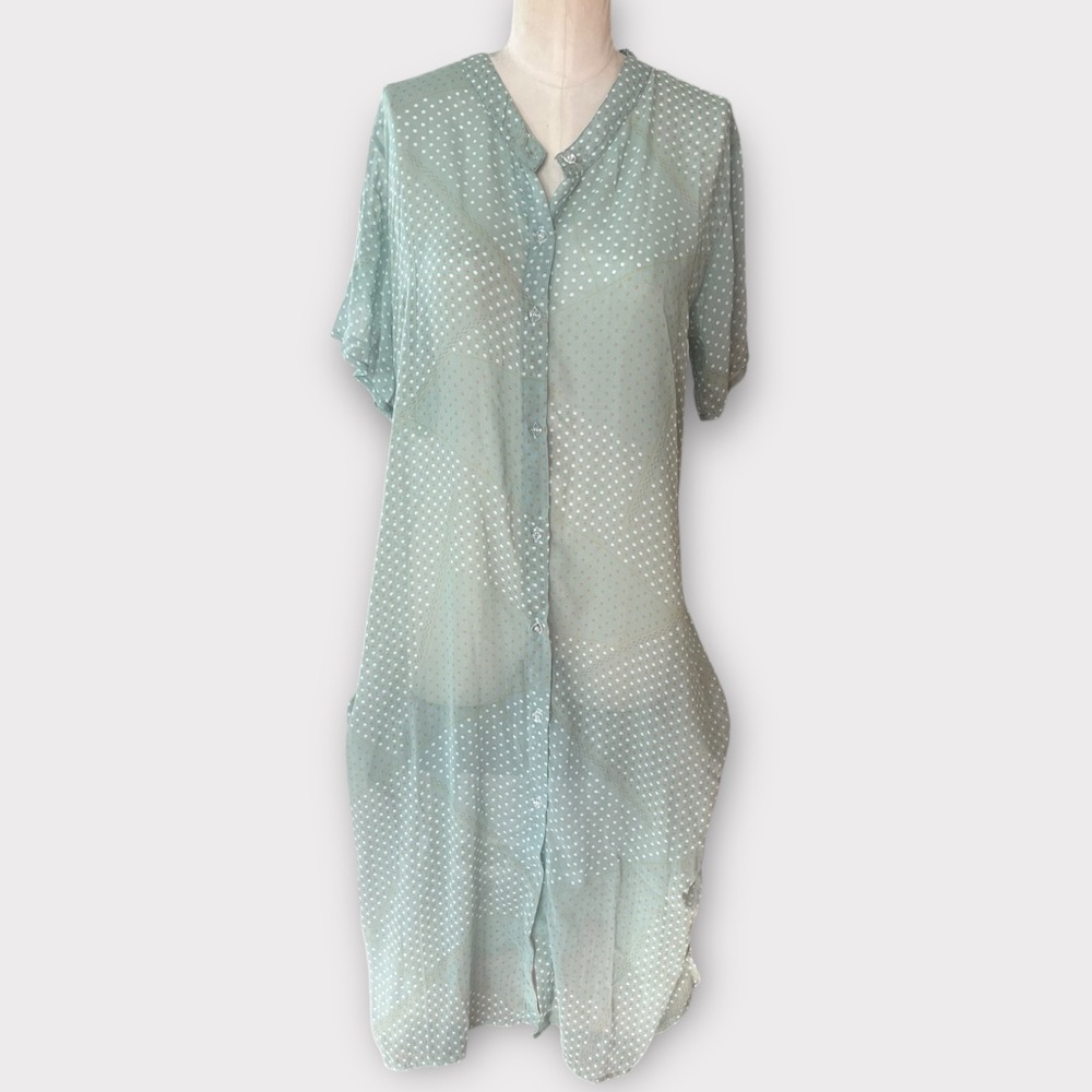 NWOT. Sheer Polka Dot Button-Up Dress/blouse/cardigan boho